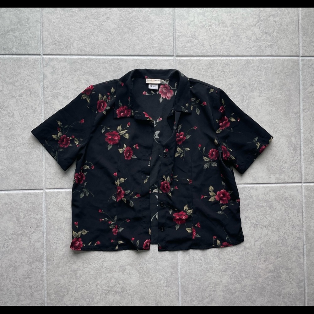 Large Jaclyn Smith Floral Print Shirt Button Down